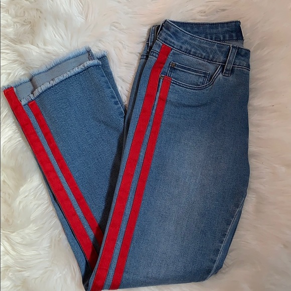 NWOT Red Striped Blue Jeans